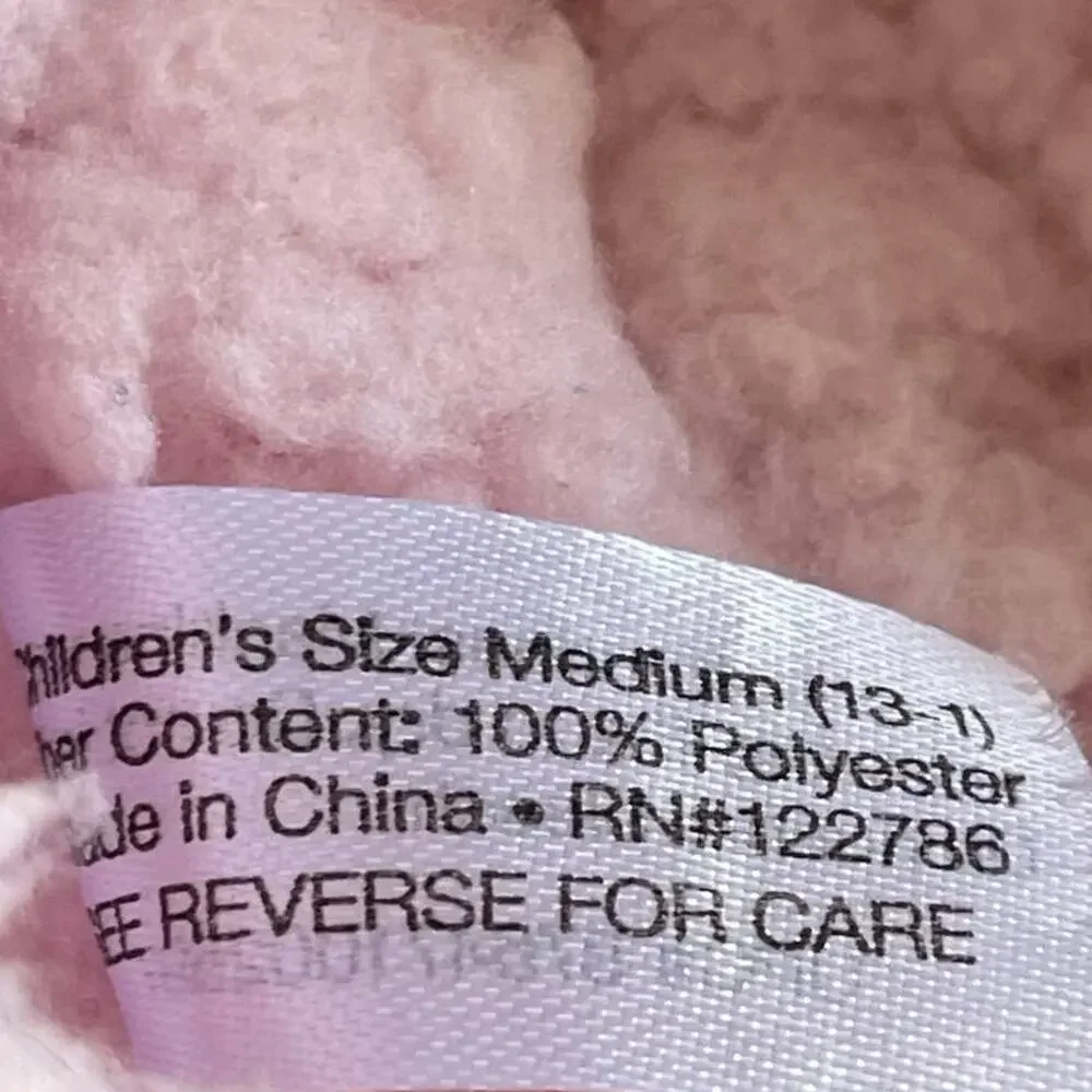 Grey & Pink Elephant Plush Slippers Never Worn Girls Size 13-1 No Tags Plush
